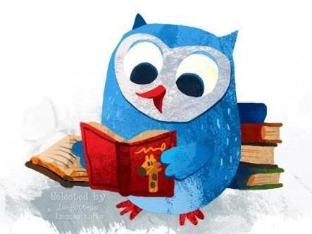 Owl reading a book.